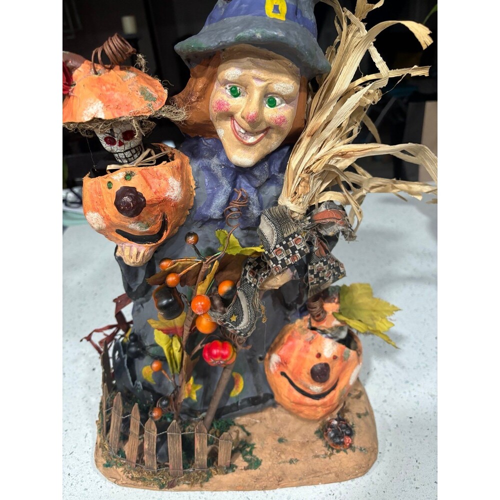 Motion Activated Witch Paper Mache Vtg Movement And Sound
